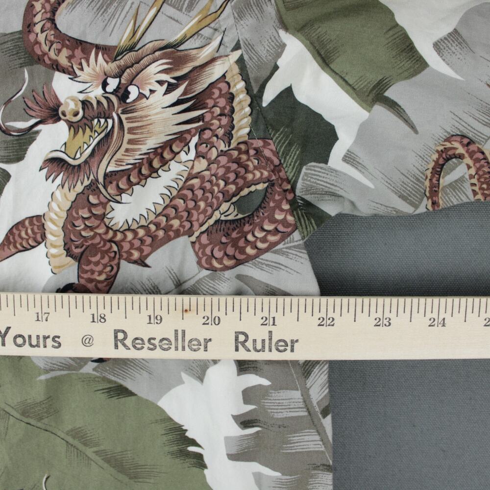 Bullhead Vintage Hawaiian Shirt Mens L Green Brown Cotton Short Sleeve Dragons - Picture 5 of 6